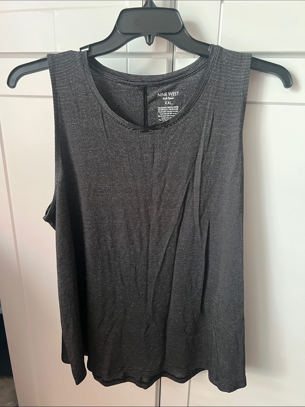 Nine West Charcoal Black Tank with Subtle Stripe